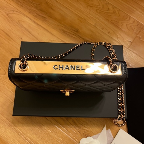 Chanel trendy cc black ROSE GOLD HARDWARE wallet on chain woc 22c - Picture 3 of 10